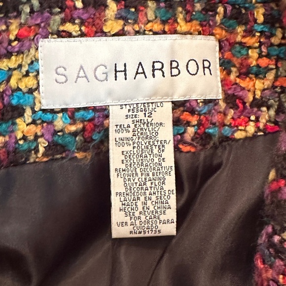 *SAG HARBOR* Multicolor Blazer Suit Jacket Size 12 - Picture 6 of 7